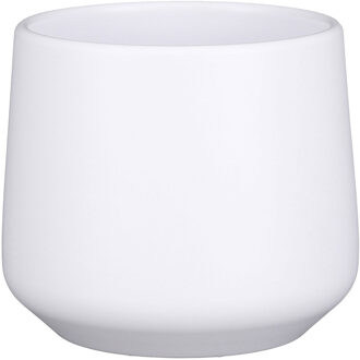 Mica Decorations Bloempot/plantenpot - mat wit - H15,5/D17 cm - keramiek