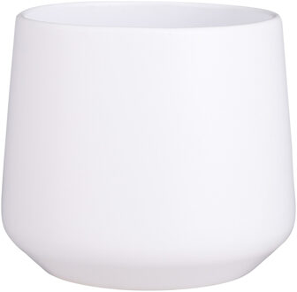 Mica Decorations Bloempot/plantenpot - mat wit - H18/D21 cm - keramiek