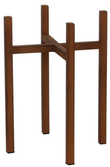 Mica Decorations bloempot plantenpot standaard / verhoger - roestbruin - B16 x H25 cm - metaal