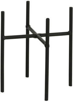 Mica Decorations bloempot plantenpot standaard / verhoger - zwart - B11.5 x H12.5 cm - metaal