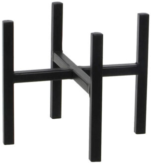 Mica Decorations bloempot plantenpot standaard / verhoger - zwart - B16 x H16 cm - metaal