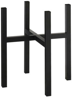 Mica Decorations bloempot plantenpot standaard / verhoger - zwart - B37.5 x H39.5 cm - metaal