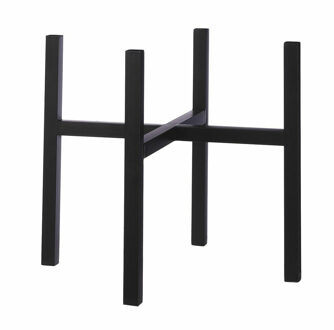 Mica Decorations bloempot plantenpot standaard / verhoger - zwart - B46 x H40 cm - metaal