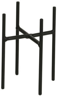 Mica Decorations bloempot plantenpot standaard / verhoger - zwart - B8.5 x H9 cm - metaal