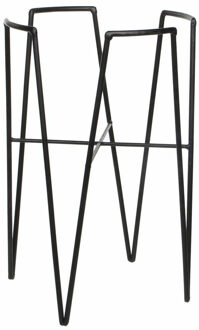 Mica Decorations bloempot plantenpot standaard verhoger - zwart - D25 x H38 cm - metaal