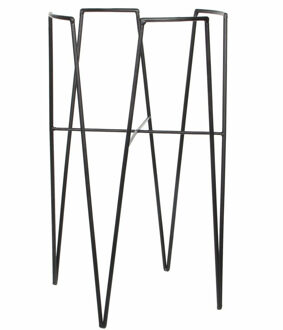 Mica Decorations bloempot plantenpot standaard verhoger - zwart - D30 x H50 cm - metaal