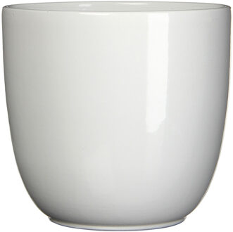 Mica Decorations Bloempot/plantenpot - wit - keramiek - D14 cm x H14