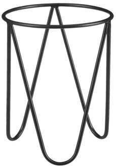 Mica Decorations bloempot plantenstandaard/verhoger - zwart - D11 x H12 cm - Plantenstandaarden