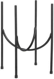 Mica Decorations bloempot plantenstandaard/verhoger - zwart - H32 x B13 cm - Plantenstandaarden