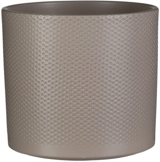 Mica Decorations Bloempot - taupe - relief - keramiek - D23 x H21 cm - plantenpotten binnen