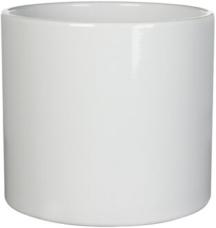 Mica Decorations Bloempot - wit - glans - keramiek - 28 x 26 cm - plantenpotten