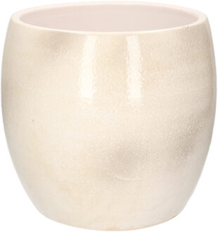 Mica Decorations Bloempot - wit / grijs - keramiek - 24 x 22 cm - plantenpotten binnen