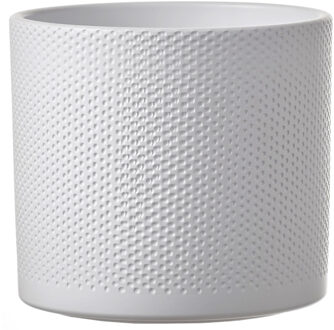 Mica Decorations Bloempot - wit - relief - keramiek - 17 x 19 cm