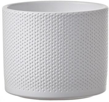 Mica Decorations Bloempot - wit - relief - keramiek - D18 x H15 cm - plantenpotten binnen