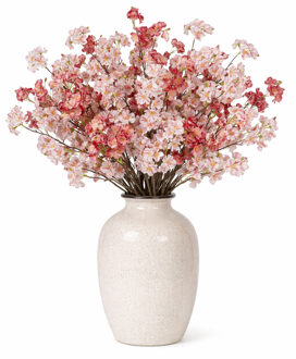 Mica Decorations Boeket Kunstbloemen Bloesem takken - H106 cm - roze en lichtroze - 6x stelen kunstbloemen