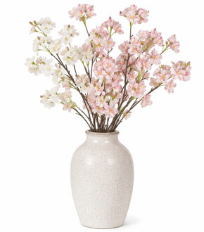 Mica Decorations Boeket Kunstbloemen Bloesem takken - H106 cm - wit en lichtroze - 4x stelen kunstbloemen