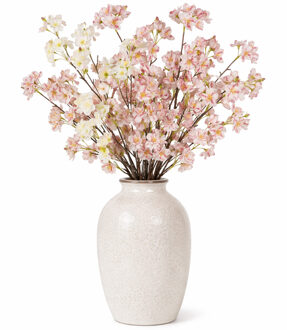 Mica Decorations Boeket Kunstbloemen Bloesem takken - H106 cm - wit en lichtroze - 6x stelen kunstbloemen