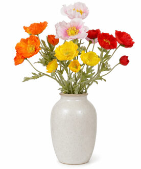 Mica Decorations Boeket Kunstbloemen Klaprozen Poppy - H62 cm - 4 kleuren mix - 8x stelen kunstbloemen
