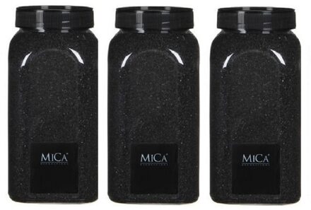 Mica Decorations deco Zand - 3x - 1 kg - zwart - hoby zandkorrels