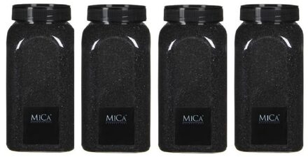 Mica Decorations deco Zand - 4x - 1 kg - zwart - hoby zandkorrels