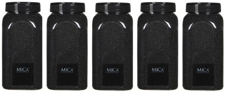 Mica Decorations deco Zand - 5x - 1 kg - zwart - hoby zandkorrels