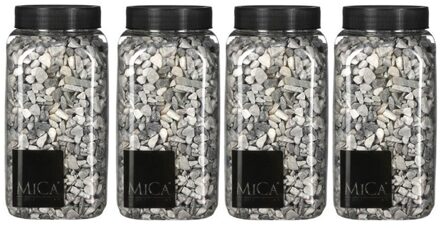 Mica Decorations decoratie/hobby steentjes - lichtgrijs - 4x 650 ml - 5-8 mm - stenen
