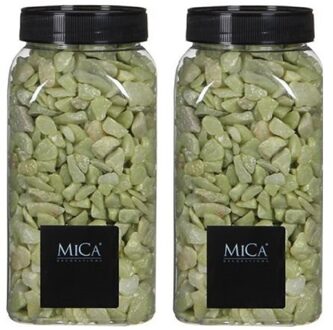 Mica Decorations Decoratie/hobby steentjes - lime groen - 2x 650 ml - 5-8 mm