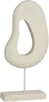 Mica Decorations decoratie ornament - op voet - mango hout - 6 x 16 x 37 cm - wit