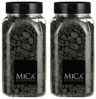 Mica Decorations decoratie steentjes - 2x - antraciet - 1 kilo - 650ml - hobby steentjes