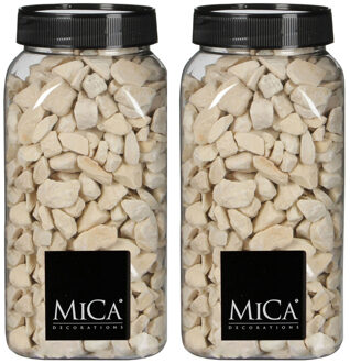 Mica Decorations decoratie steentjes - 2x - creme wit - 1 kilo - 650ml - hobby steentjes