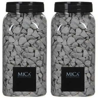 Mica Decorations decoratie steentjes - 2x - grijs - 1 kilo - 650ml - hobby steentjes