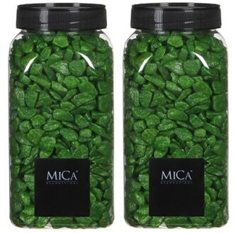 Mica Decorations decoratie steentjes - 2x - groen - 1 kilo - 650ml - hobby steentjes