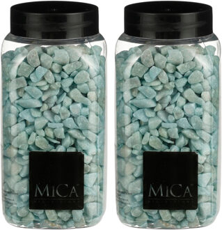 Mica Decorations decoratie steentjes - 2x - lichtblauw - 1 kilo - 650ml - hobby steentjes