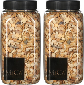 Mica Decorations decoratie steentjes - 2x - lichtbruin - 1 kilo - 650ml - hobby steentjes