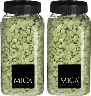 Mica Decorations decoratie steentjes - 2x - lime groen - 1 kilo - 650ml - hobby steentjes