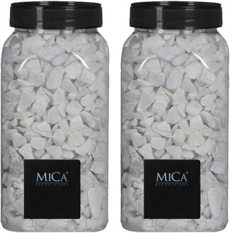Mica Decorations decoratie steentjes - 2x - wit - 1 kilo - 650ml - hobby steentjes