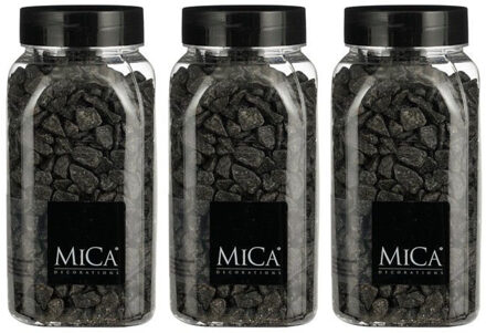 Mica Decorations decoratie steentjes - 3x - antraciet - 1 kilo - 650ml - hobby steentjes