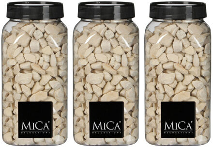 Mica Decorations decoratie steentjes - 3x - creme wit - 1 kilo - 650ml - hobby steentjes