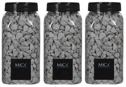 Mica Decorations decoratie steentjes - 3x - grijs - 1 kilo - 650ml - hobby steentjes