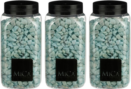 Mica Decorations decoratie steentjes - 3x - lichtblauw - 1 kilo - 650ml - hobby steentjes