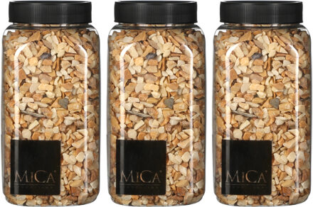 Mica Decorations decoratie steentjes - 3x - lichtbruin - 1 kilo - 650ml - hobby steentjes