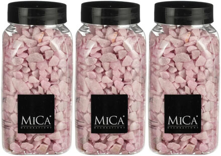 Mica Decorations decoratie steentjes - 3x - roze - 650ml - hobby steentjes