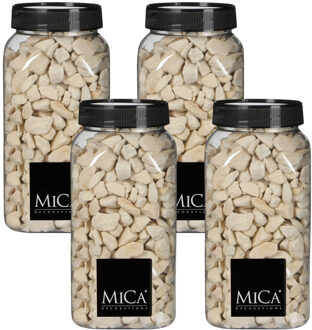 Mica Decorations decoratie steentjes - 4x - creme wit - 1 kilo - 650ml - hobby steentjes