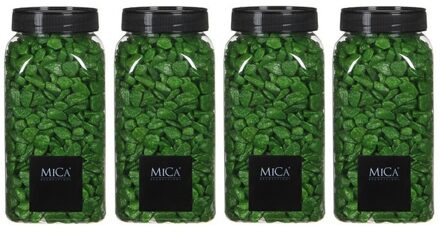 Mica Decorations decoratie steentjes - 4x - groen - 1 kilo - 650ml - hobby steentjes