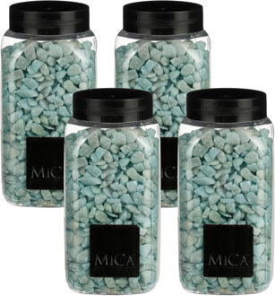 Mica Decorations decoratie steentjes - 4x - lichtblauw - 1 kilo - 650ml - hobby steentjes