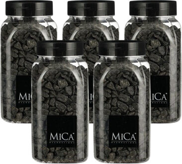 Mica Decorations decoratie steentjes - 5x - antraciet - 650ml - hobby steentjes