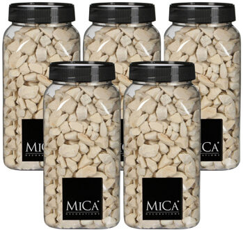 Mica Decorations decoratie steentjes - 5x - creme wit - 650ml - hobby steentjes
