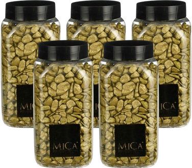 Mica Decorations decoratie steentjes - 5x - goud - 650ml - hobby steentjes