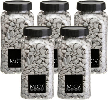 Mica Decorations decoratie steentjes - 5x - grijs - 650ml - hobby steentjes