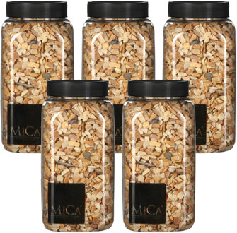 Mica Decorations decoratie steentjes - 5x - lichtbruin - 650ml - hobby steentjes